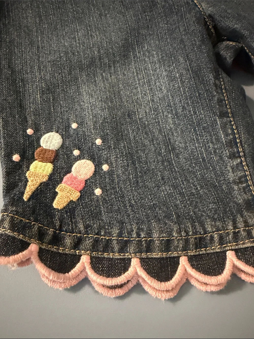 Vintage Gymboree Ice Cream Social Capri Jeans Scalloped Hem Size 12-18 Months